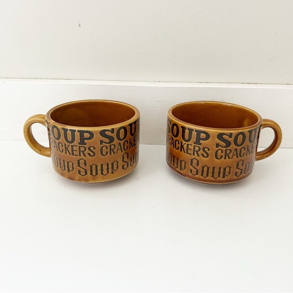 Set of Two Vintage 70’s Made in Japan Soup Mugs Mid-century modern